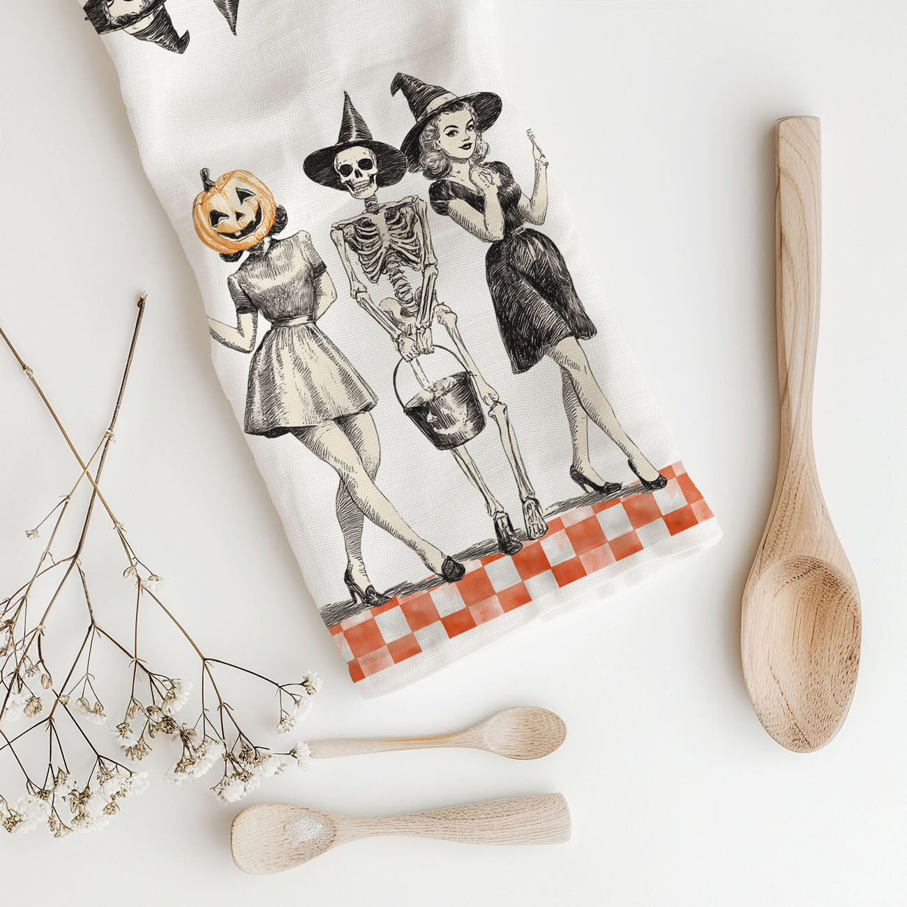Vintage Trio Halloween Kitchen Towel