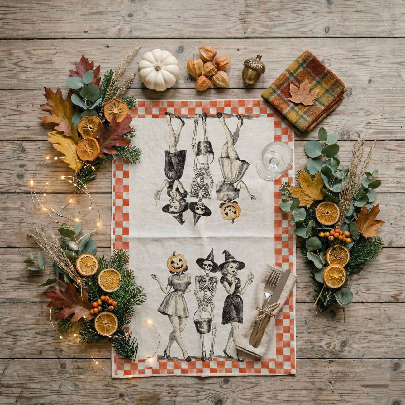 Vintage Trio Halloween Kitchen Towel