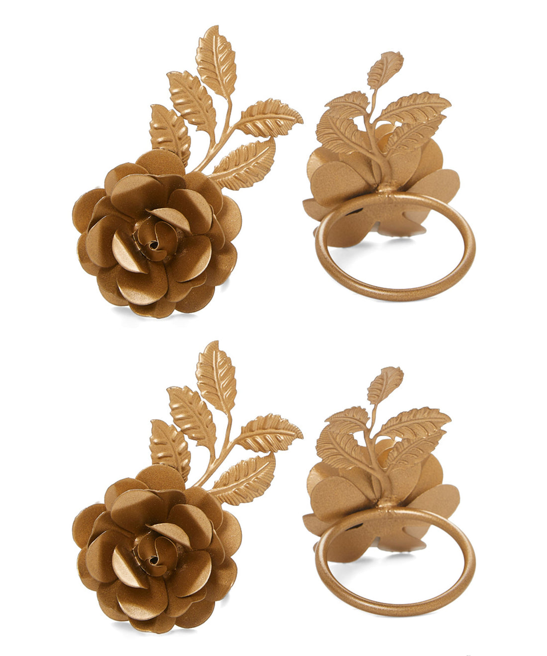 Set if 4 Golden Rose Napkin Rings
