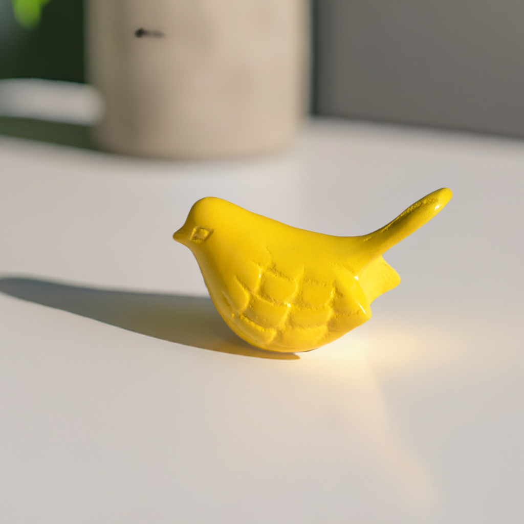 Bird Figurine Symbols of Health &amp; Happiness in Yellow