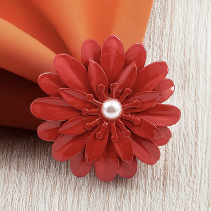 set of 4 Red Floral Napkin Rings