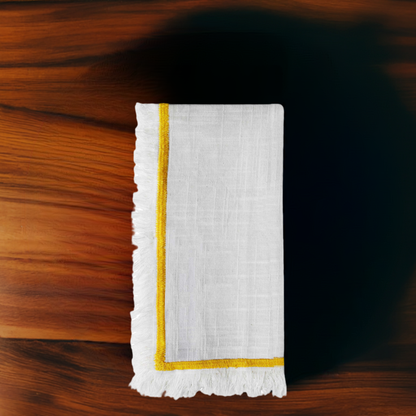 Set of 4 Cloth Napkins with Yellow Embroidery