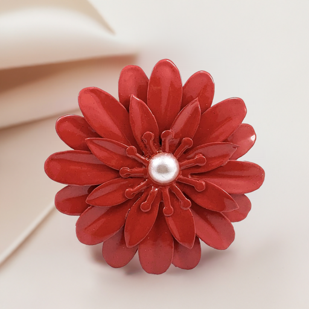 set of 4 Red Floral Napkin Rings