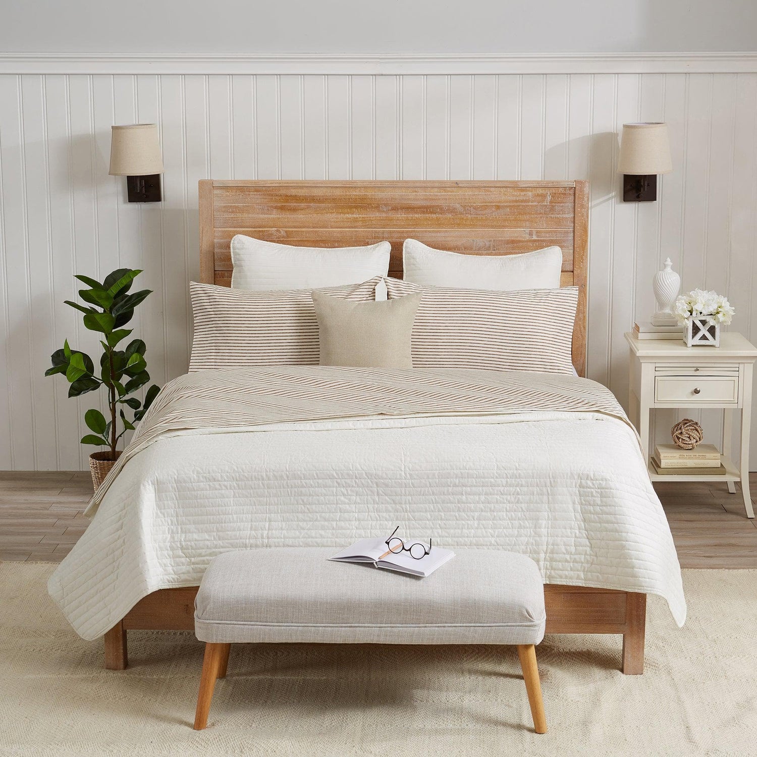 Striped Microfiber Sheet Set - Evette Collection