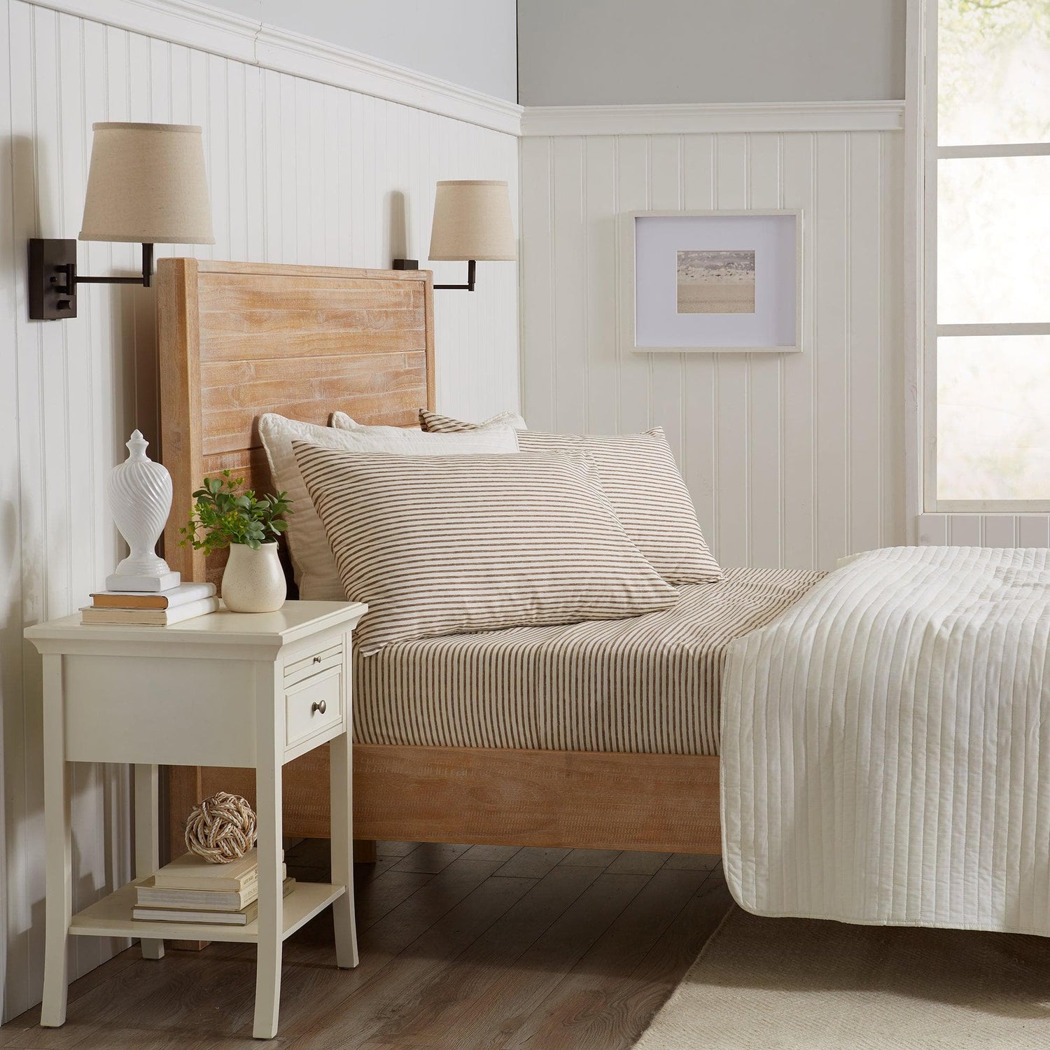 Striped Microfiber Sheet Set - Evette Collection