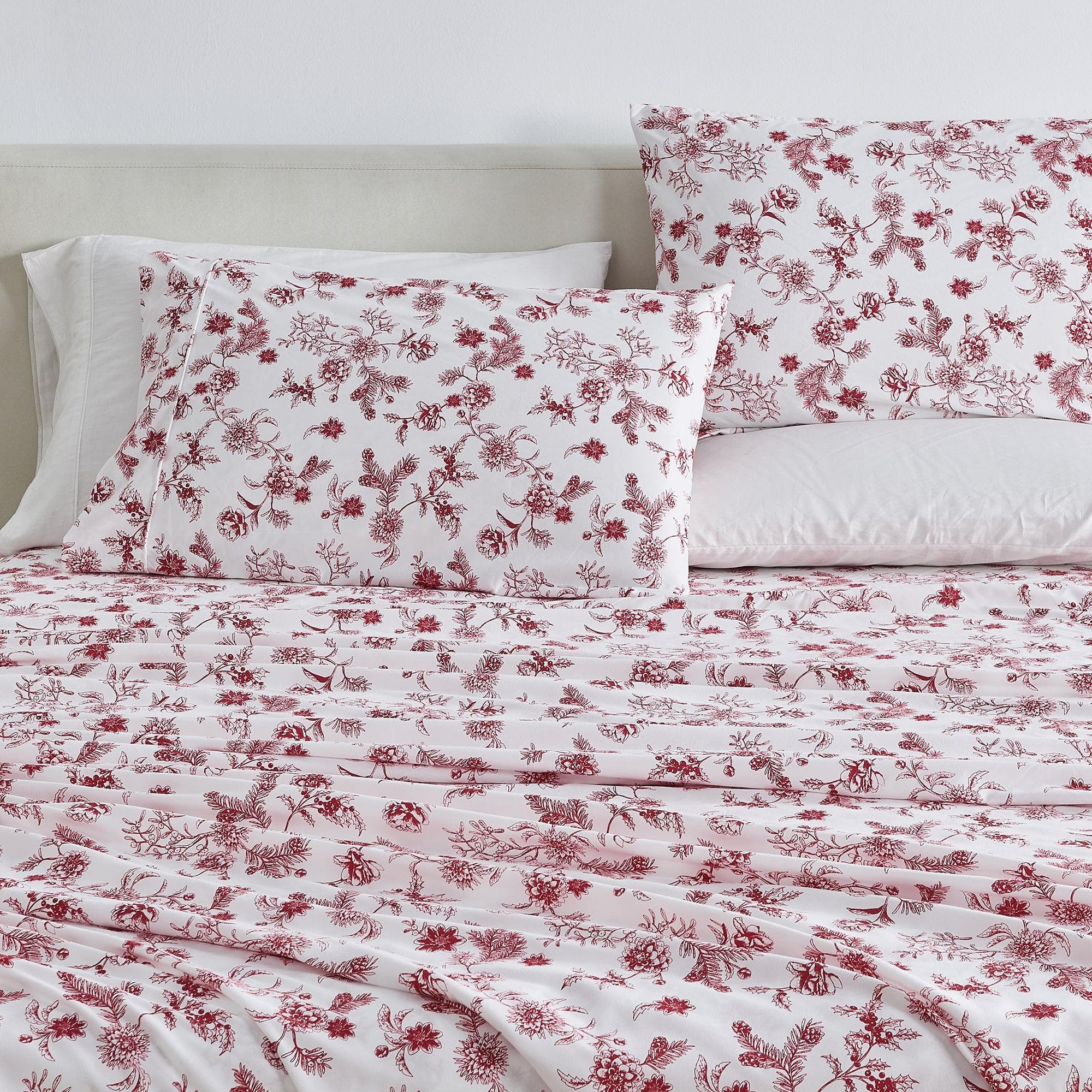 4 Piece Watercolor Floral Microfiber Sheet - Delia Collection