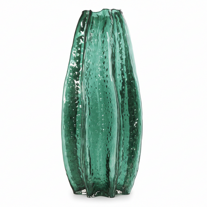 Green Glass Bubble Textured Vase