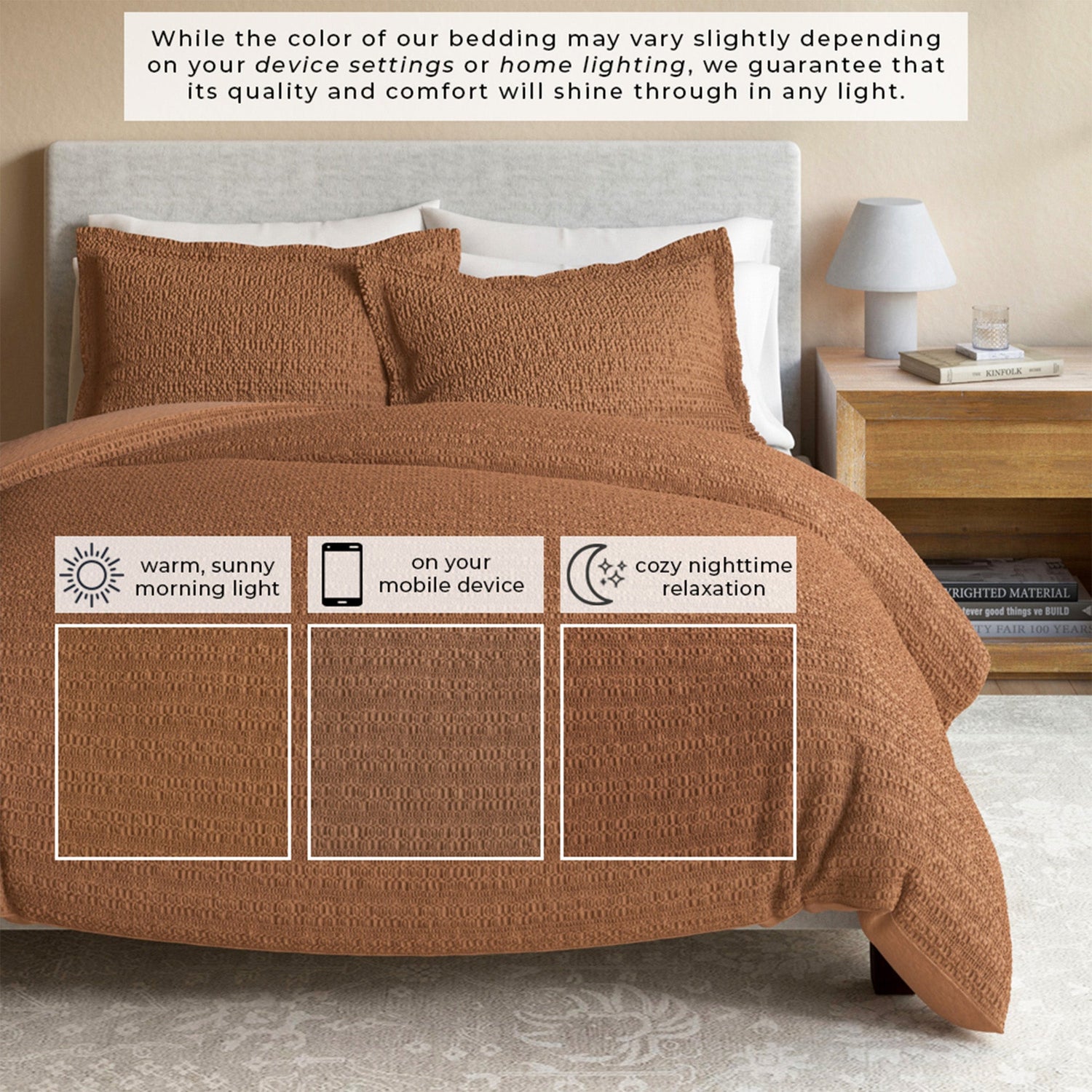 100% Cotton Honeycomb Waffle Duvet Set - Mattea Collection