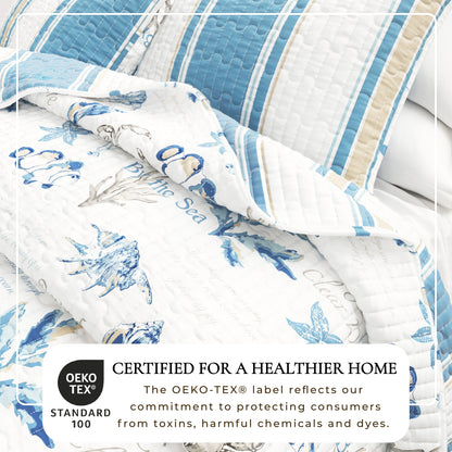 Stripe &amp; Ocean Story Coastal Quilt Set - New Castle Collection