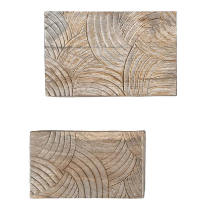 Handcarved Mango Wood Storage Boxes - Set of 2