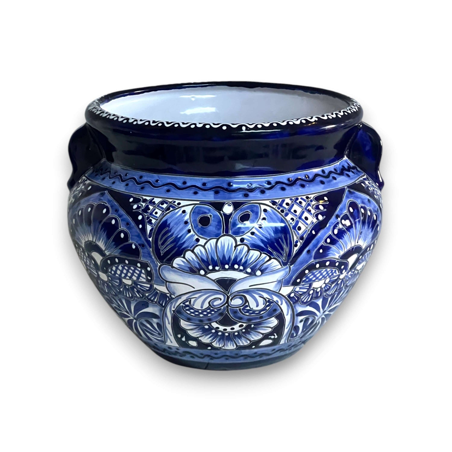 Handcrafted Talavera Planter | Blue &amp; White Flower Pot