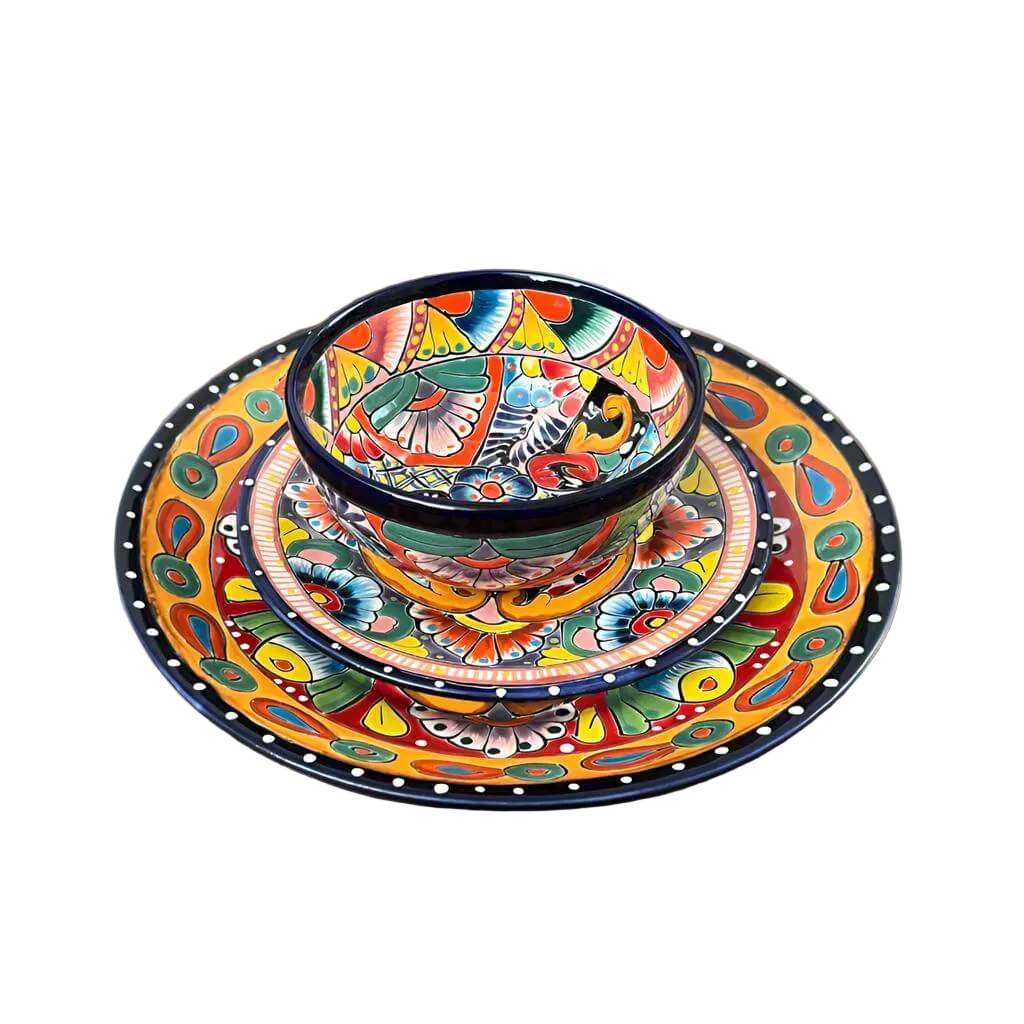 Handmade Talavera 12-Piece Dinnerware Set | Mexican Pottery for 4