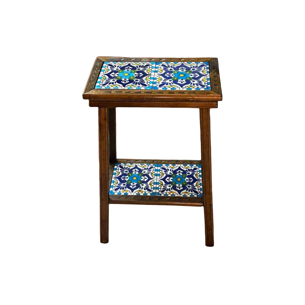 Talavera Tile End Table | Handmade Mexican Wood Accent Furniture