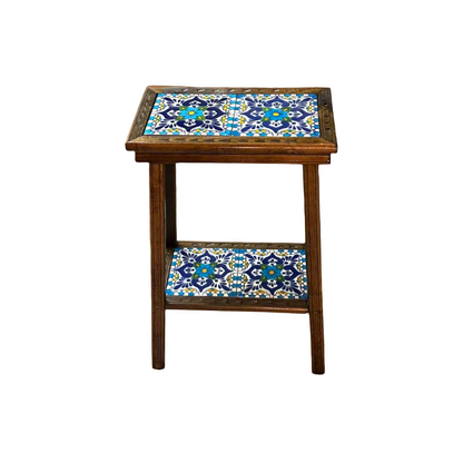 Talavera Tile End Table | Handmade Mexican Wood Accent Furniture