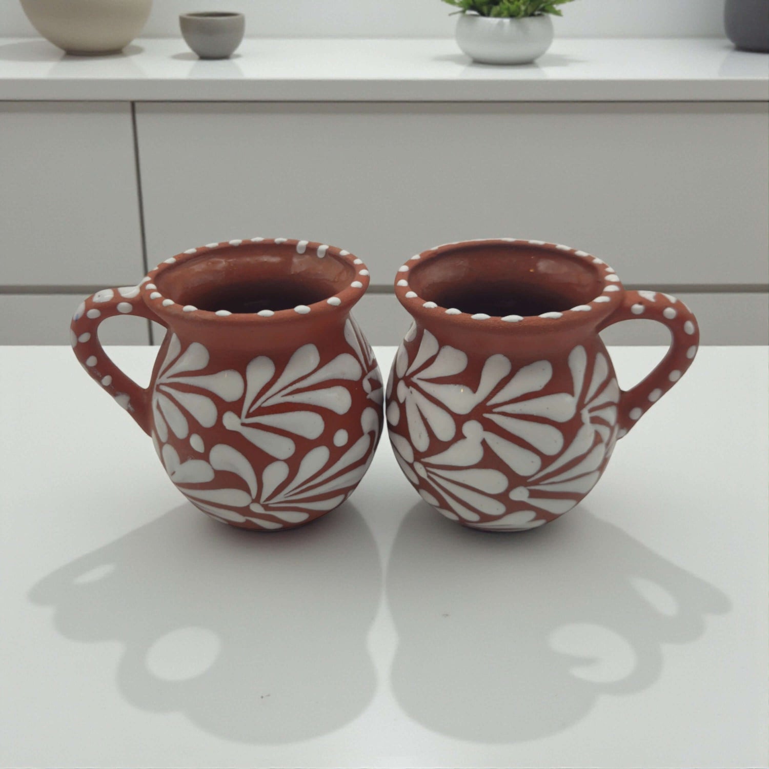 Terracotta Jarrito Mug | Handmade Mexican Relief Pottery Cup