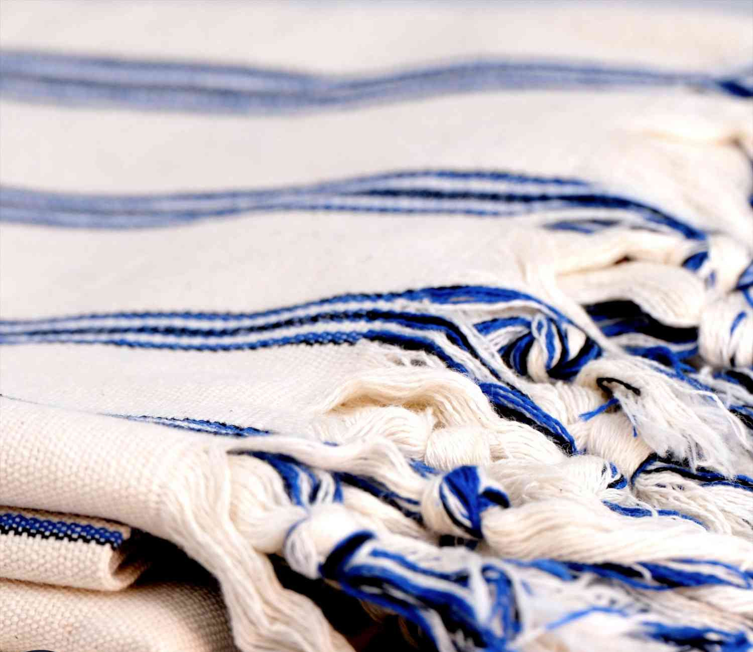 100% Cotton Striped Handwoven Turkish Towel in Indigo