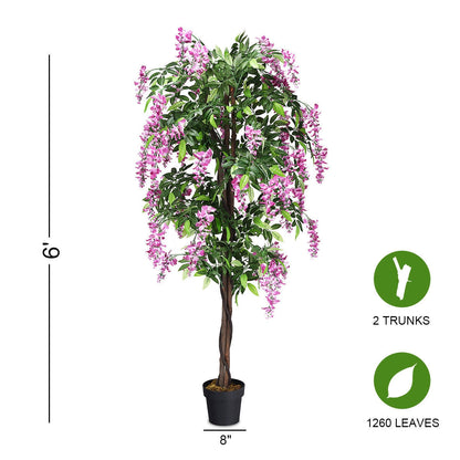 6-Ft Artificial Wisteria Indoor-Outdoor Tree