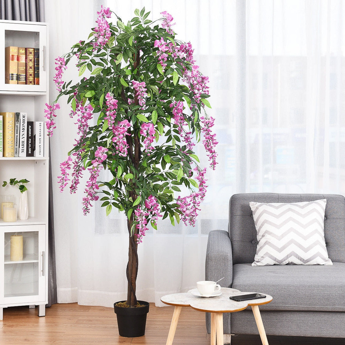6-Ft Artificial Wisteria Indoor-Outdoor Tree