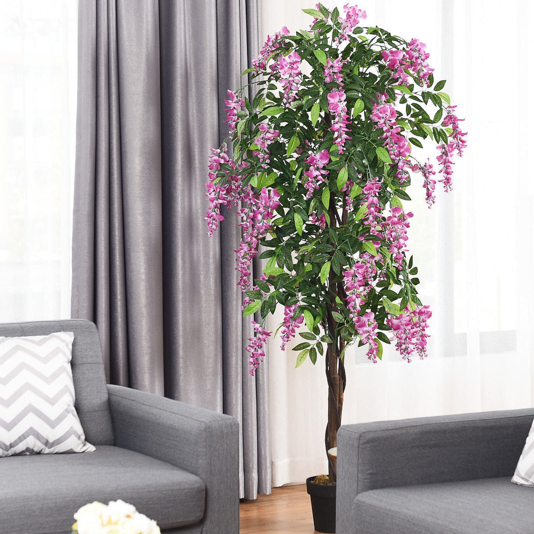 6-Ft Artificial Wisteria Indoor-Outdoor Tree