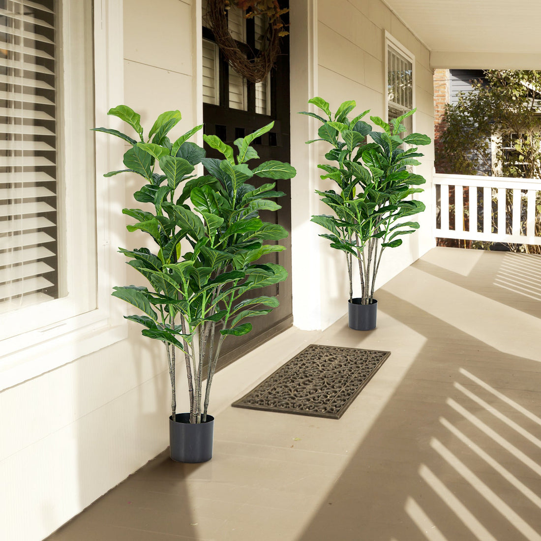 Set of 2 - 51 Inch Indoor/Outdoor Artificial Fiddle Leaf Fig Trees