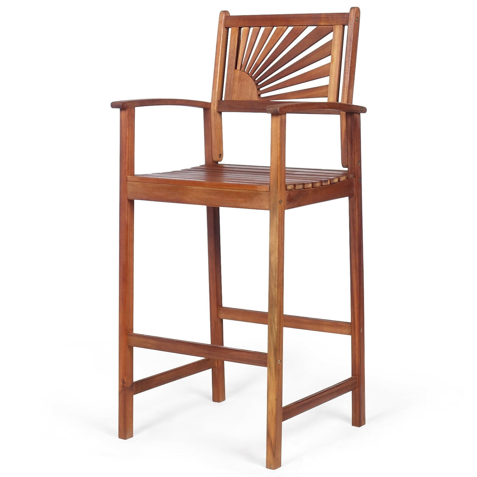 Set of 2 Outdoor Acacia Wood Sunray Bar Chairs