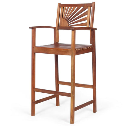 Set of 2 Outdoor Acacia Wood Sunray Bar Chairs
