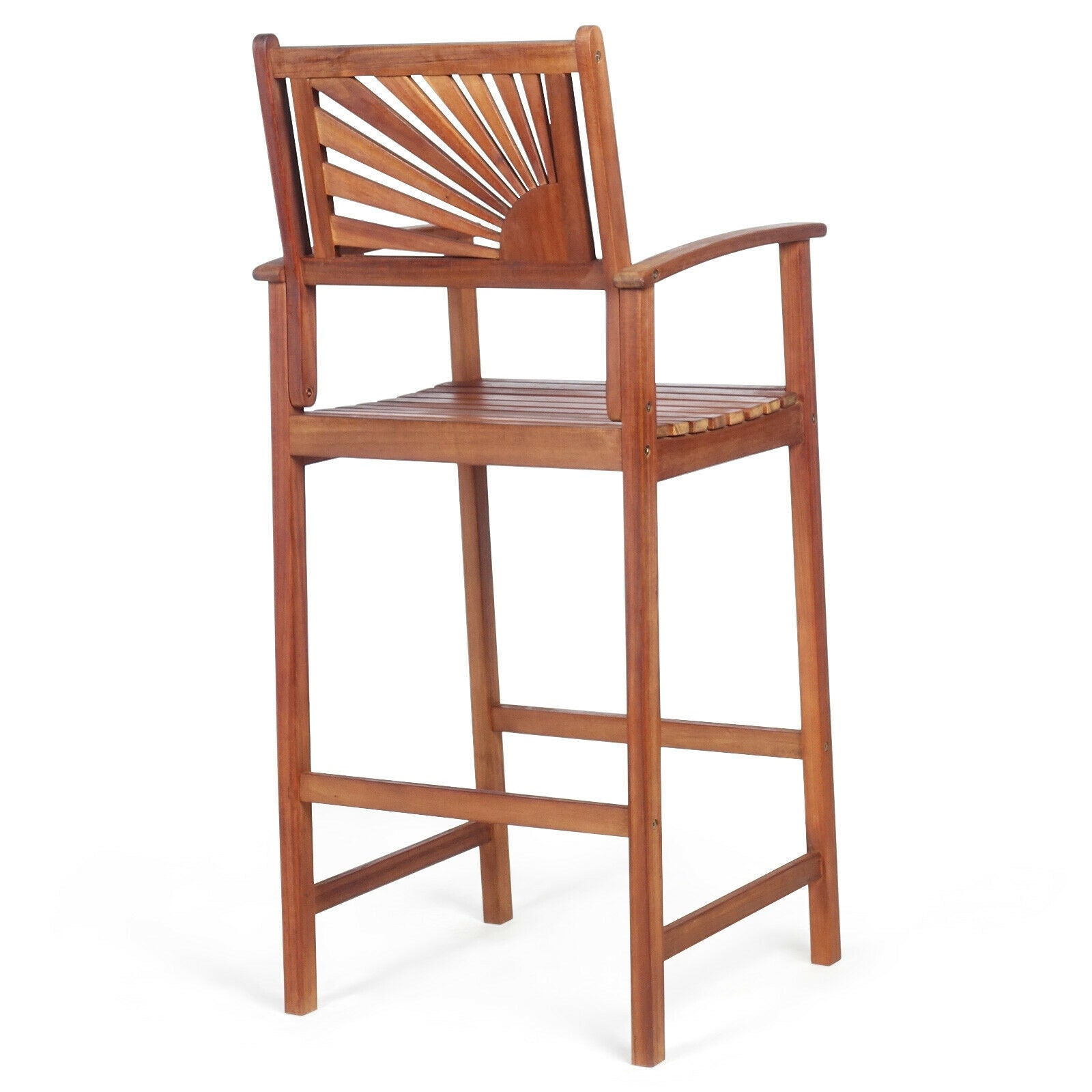 Set of 2 Outdoor Acacia Wood Sunray Bar Chairs