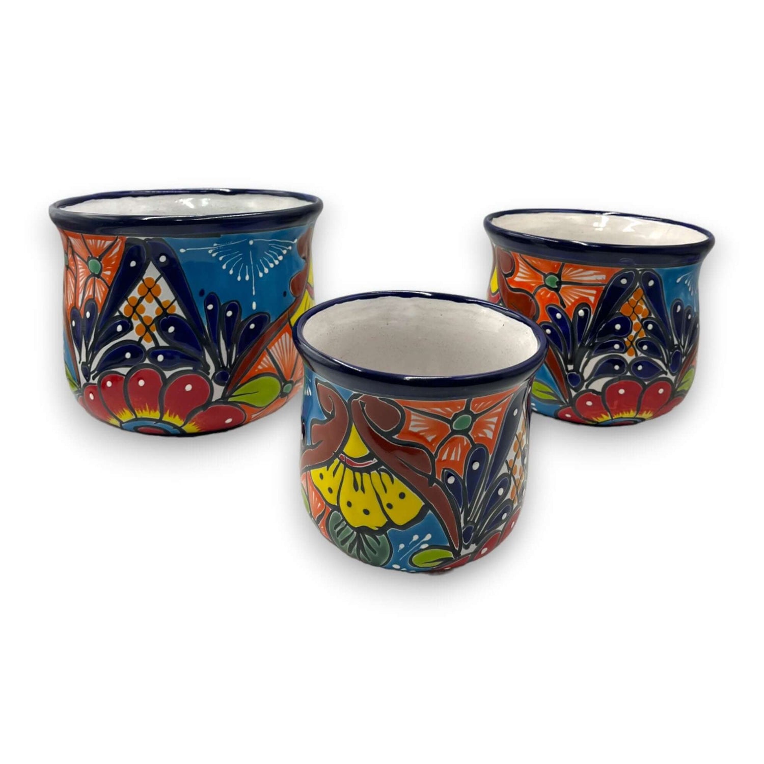 Set of 3 Talavera Hand-Painted Flower Pots
