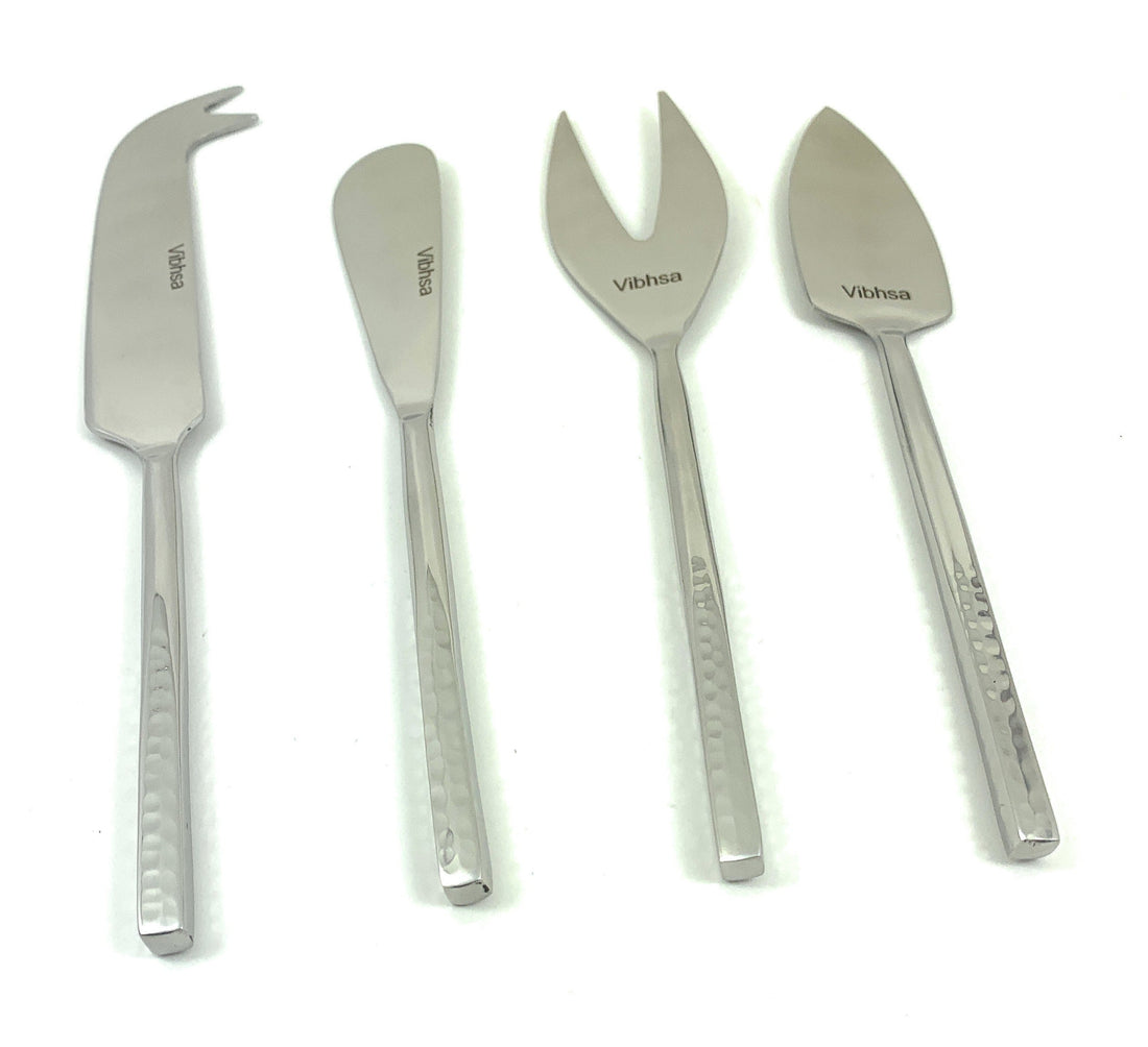 Set of 4 Stainless Steal Cheese Knives in Silver