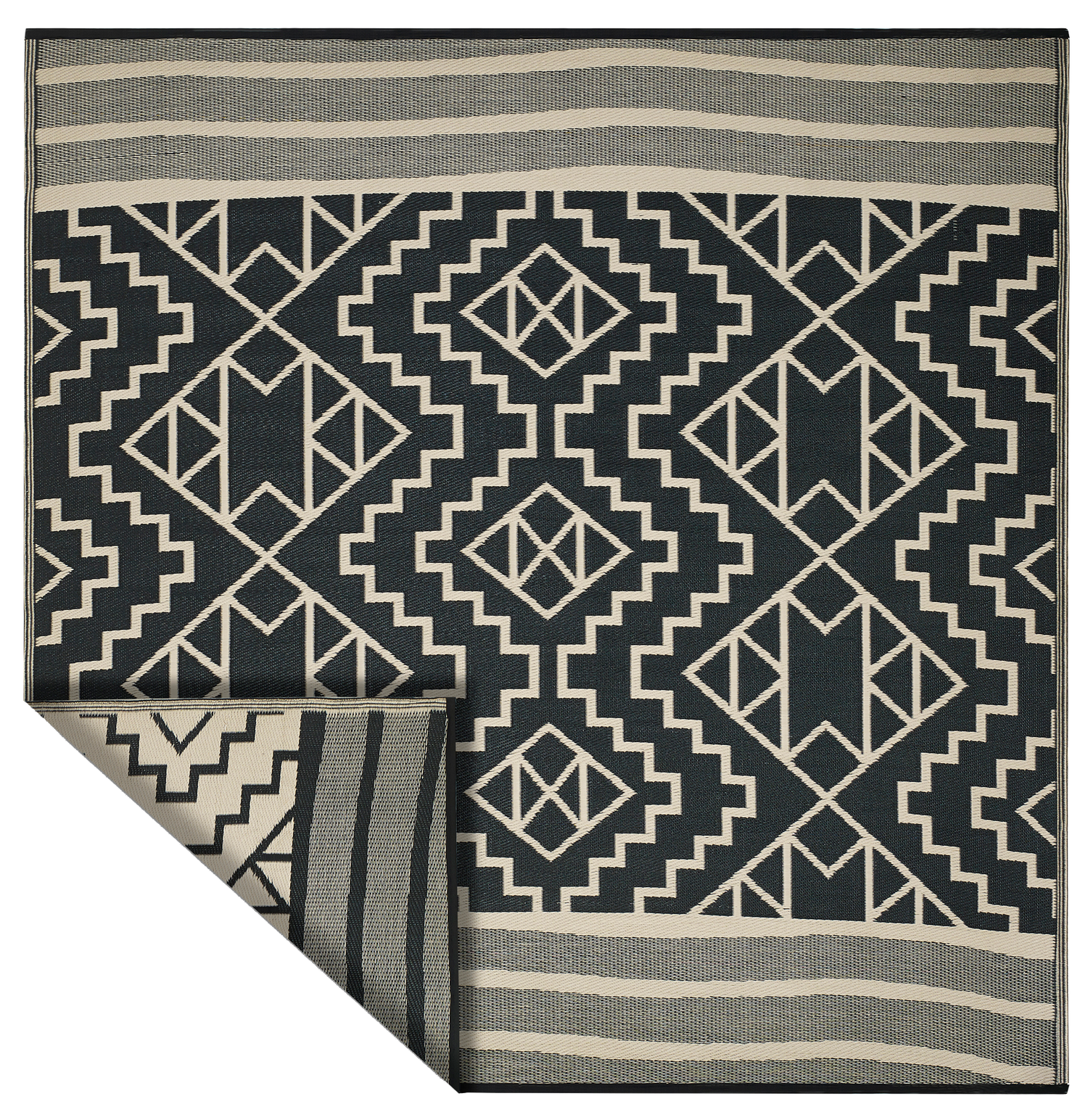 (SALE) Kilimanjaro - Black Reversible Outdoor Rug