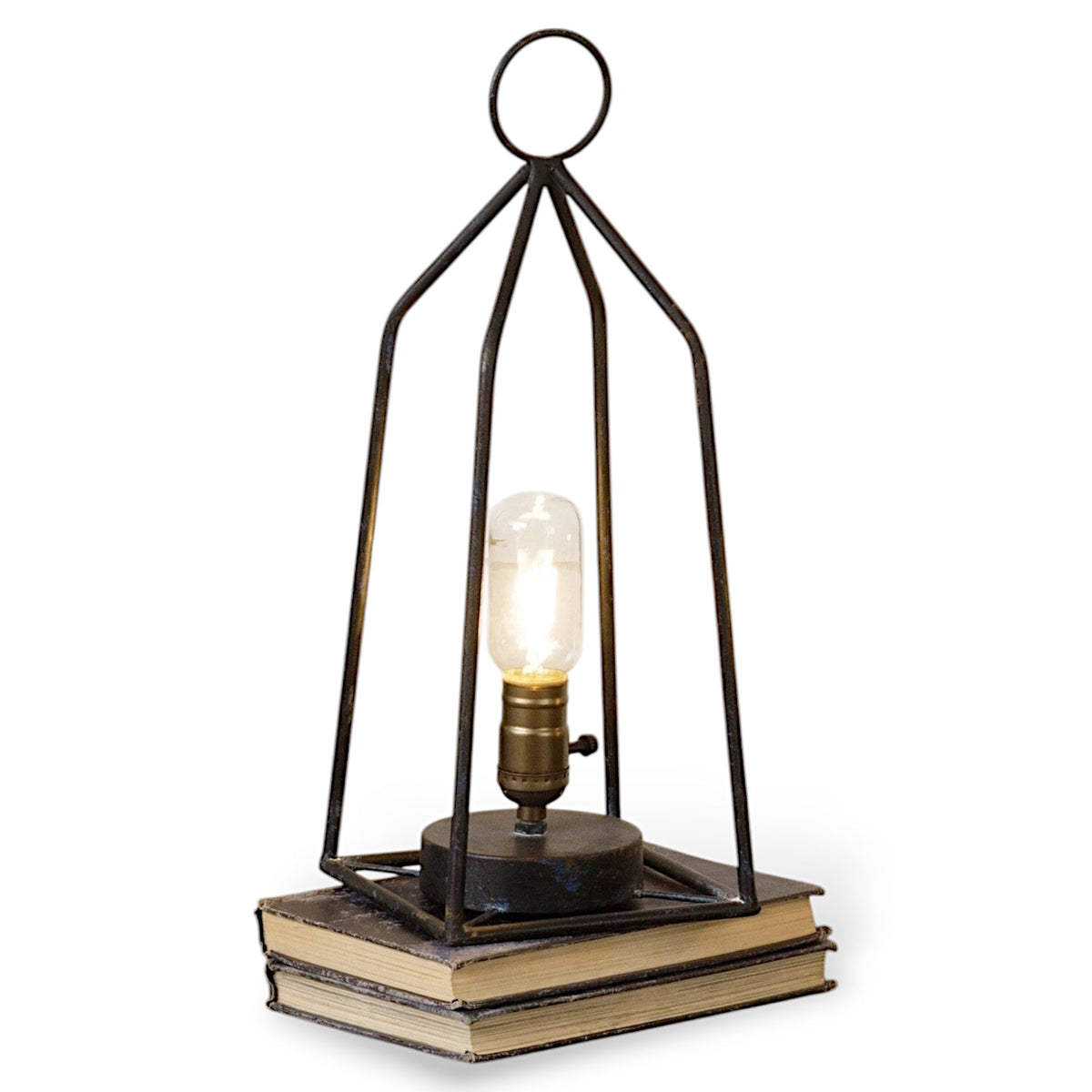 Black Iron Tabletop LED Lamp | Battery-Operated with Timer