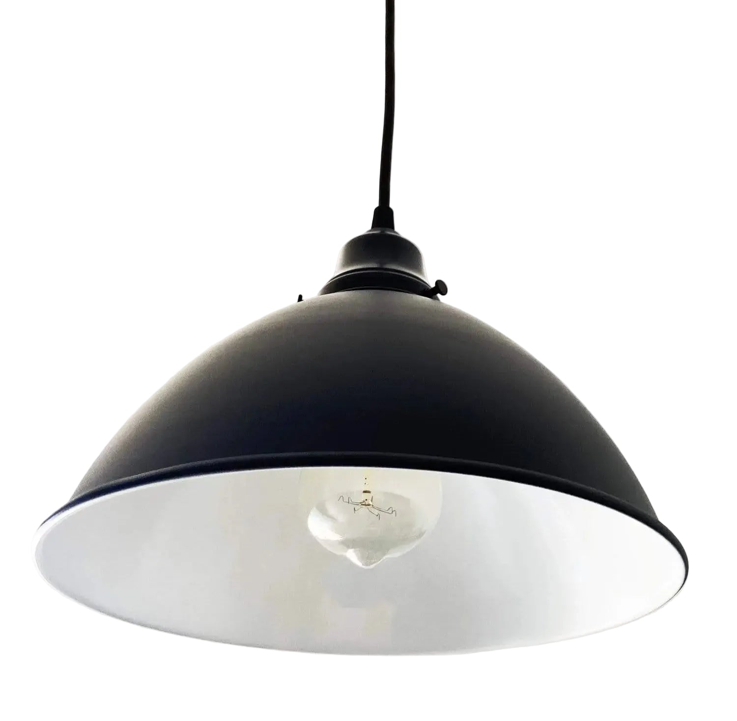 Large Black Enamel Farmhouse Pendant Light