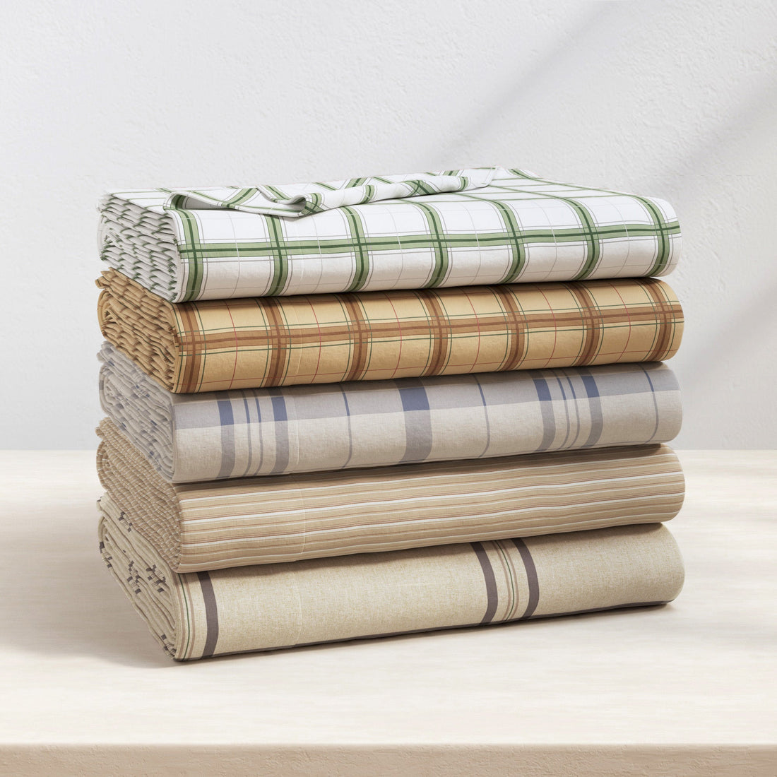 Turkish Cotton Flannel Sheet Set - Plaid &amp; Stripe Collection
