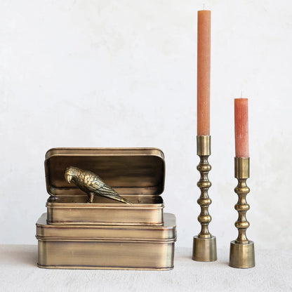 Antique Brass Boxes - Set of 2