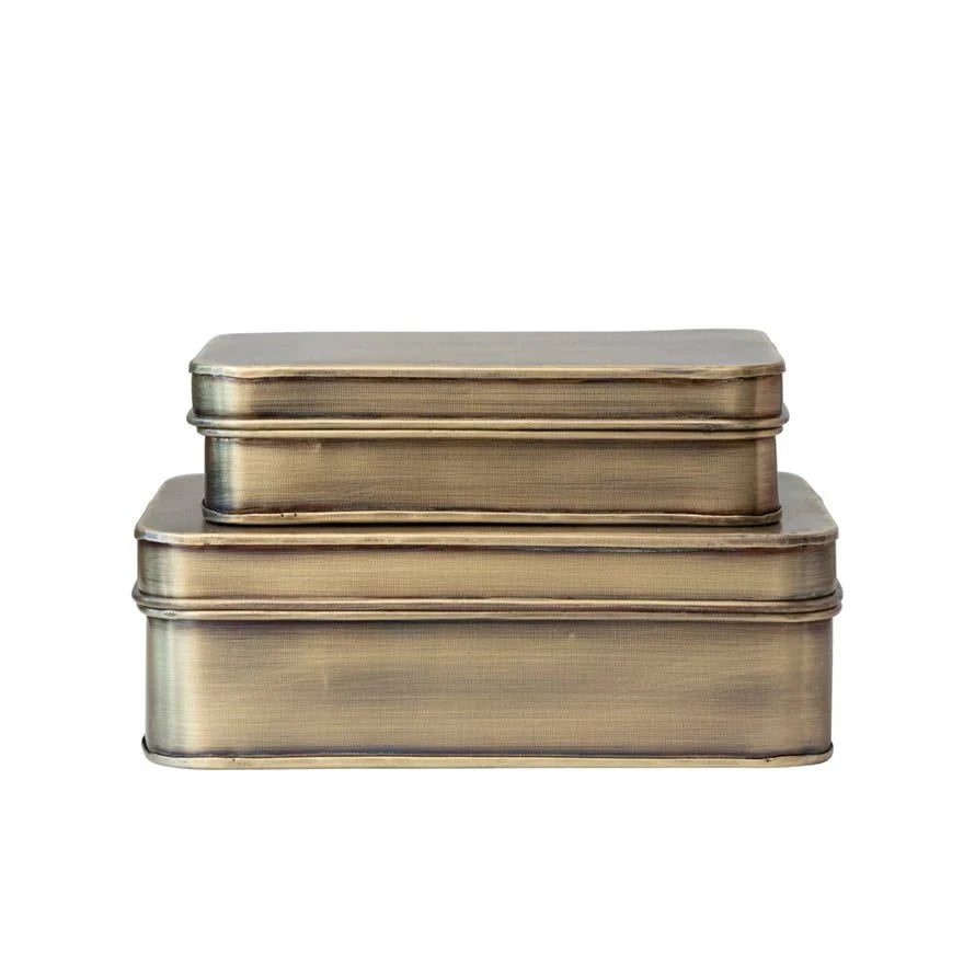 Antique Brass Boxes - Set of 2