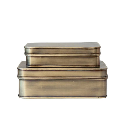 Antique Brass Boxes - Set of 2