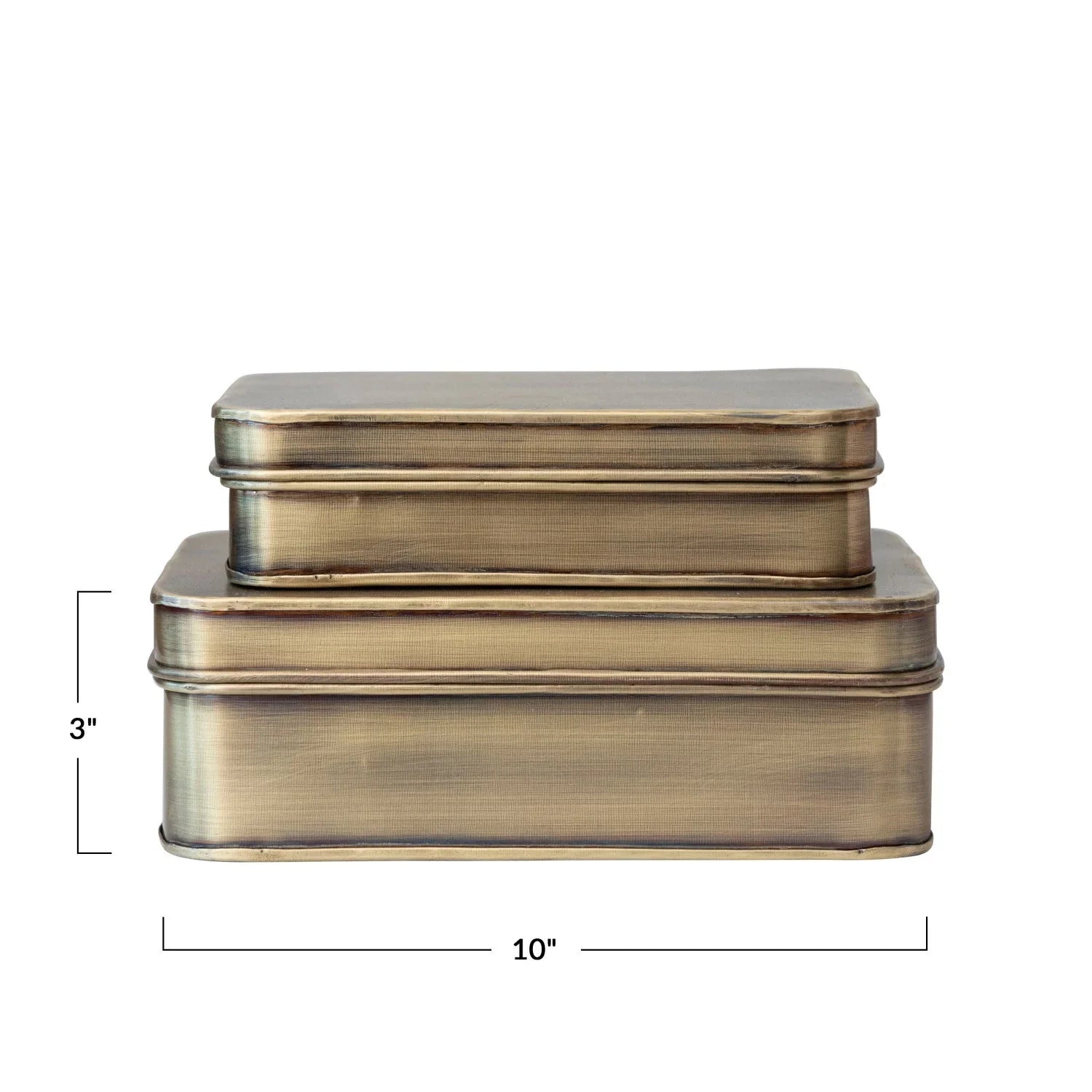 Antique Brass Boxes - Set of 2