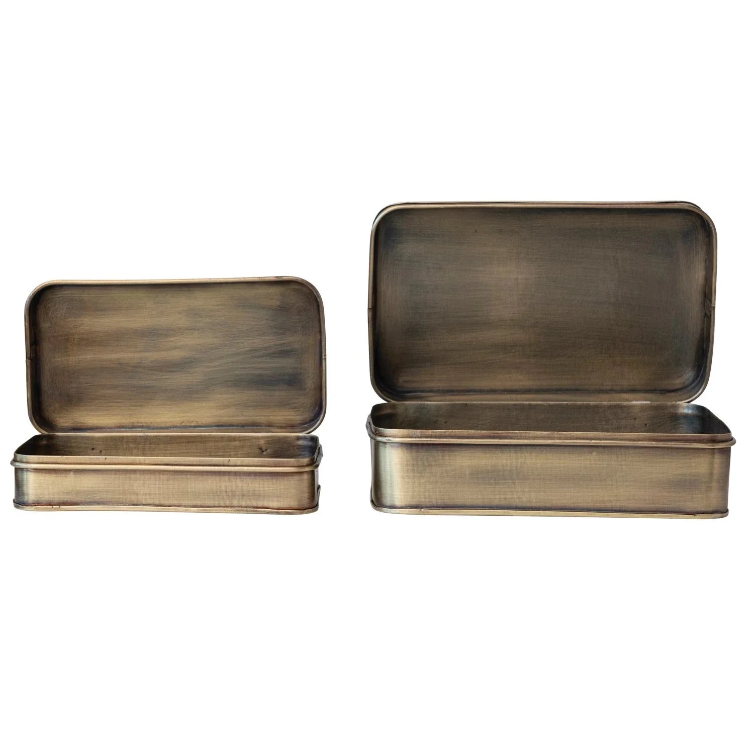 Antique Brass Boxes - Set of 2
