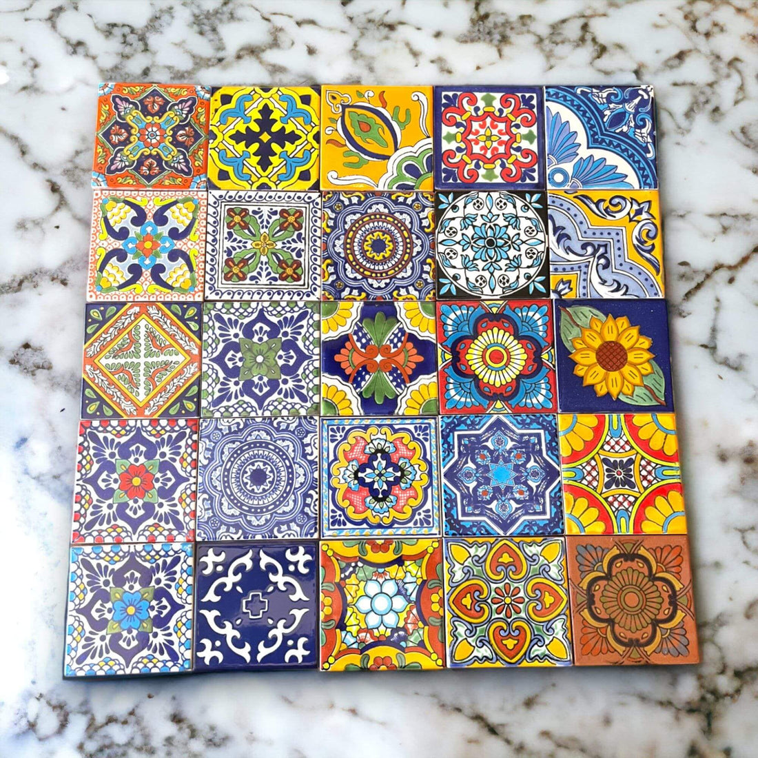 Mexican Talavera 4" Ceramic Tiles | Box of 90 Wholesale