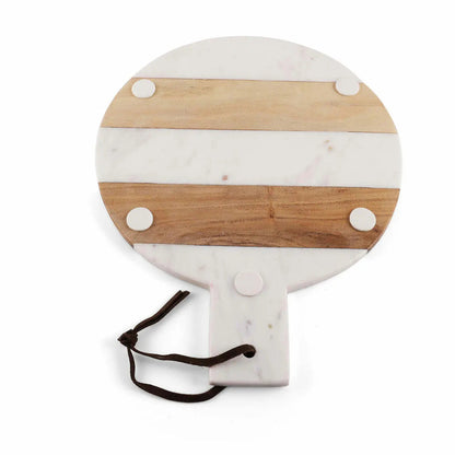 Mez Round Marble/Wood Paddle Charcuterie Board