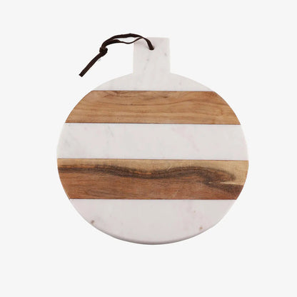 Mez Round Marble/Wood Paddle Charcuterie Board