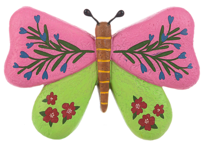 Botanical Butterfly Garden Painted Art Rock