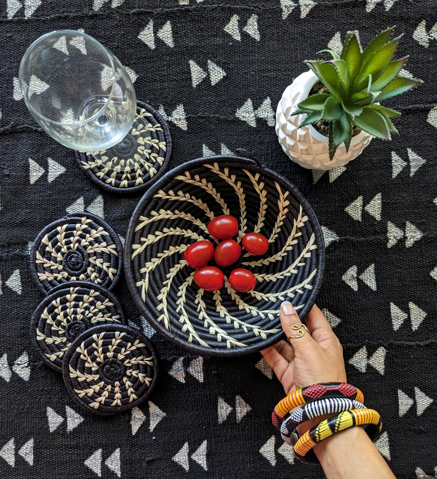 Small Woven Raffia African Baskets - Multiple Colors