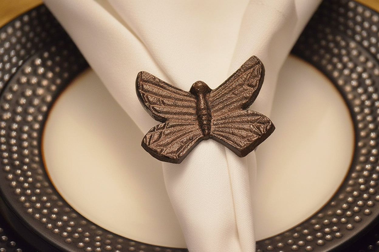 Butterfly Antique Bronze Napkin Rings - Set of 4