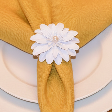 Set of 12 White Floral Napkin Rings
