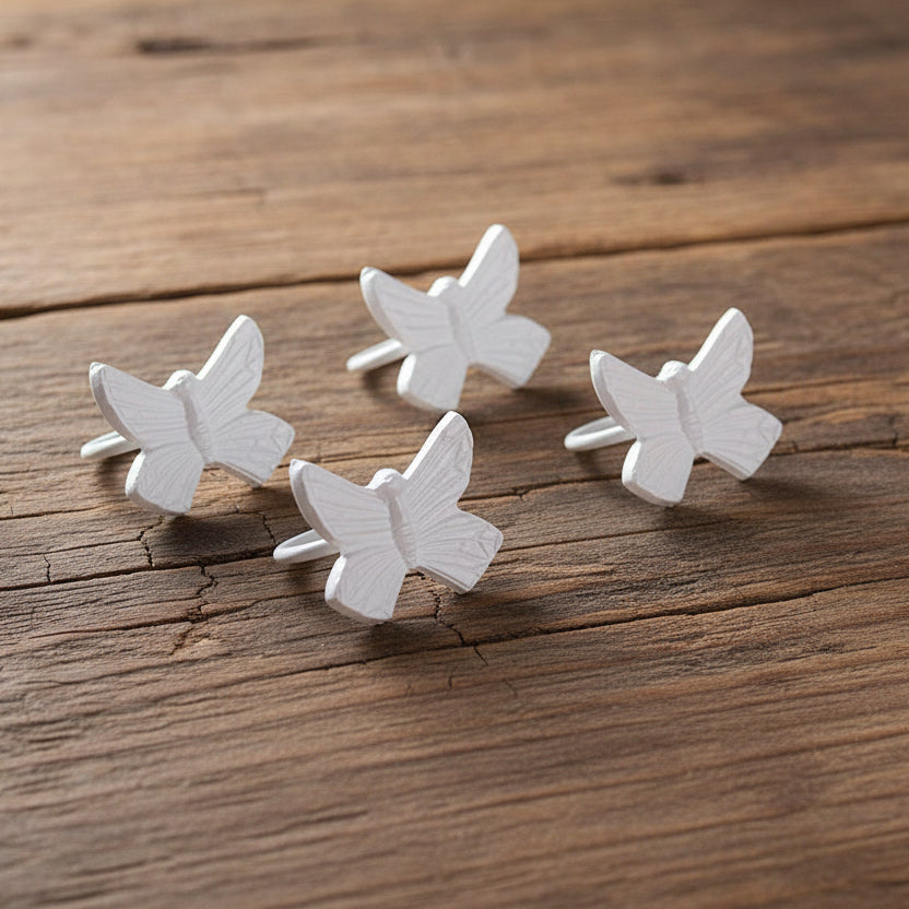 Set of 4 White Butterfly Napkin Rings