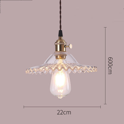 Retro Pleated Glass Pendant - Multiple Colors