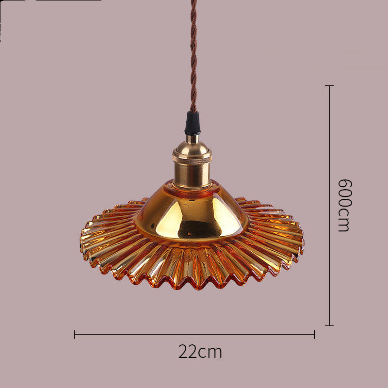 Retro Pleated Glass Pendant - Multiple Colors