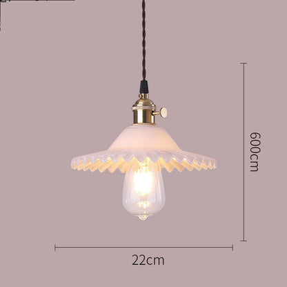 Retro Pleated Glass Pendant - Multiple Colors