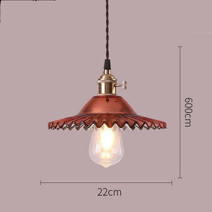 Retro Pleated Glass Pendant - Multiple Colors